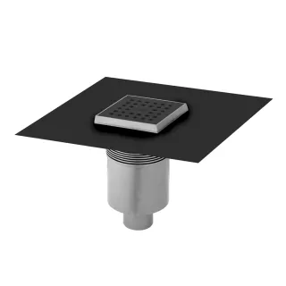 DISK-CUBE, Edelstahl, schwarz matt, beschichtet, Ablauf senkrecht, DN 50