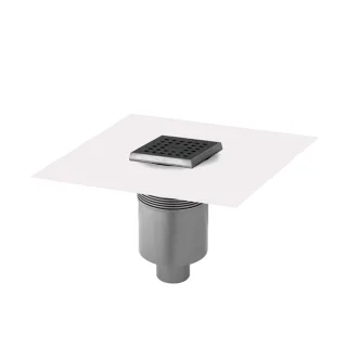 DIBA-CUBE, Edelstahl, schwarz matt, beschichtet, Ablauf senkrecht, DN 50