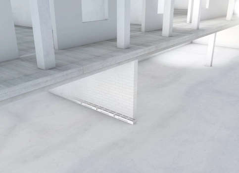 Sconnex® Typ M für Mauerwerkswände ist kapillar nicht saugend und dämmt dadurch die Wärmebrücke am Wandfuß oder -kopf von Beginn an.