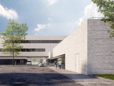 Uni Regensburg – neues Werkstattgebäude mit Sichtbetonfassade
