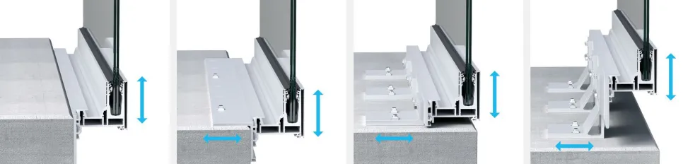 Variable Befestigung an Unterkonstruktion oder Bodenbelag und Verstellmöglichkeiten erleichtern beim System BALARDO aqua control die baustellengerechte Anpassung.