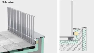 BALUGA easy mit thermischer Unterkonstruktion FixTherm100 - Baukörperanschluss seitlich unten