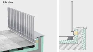 BALUGA easy mit thermischer Unterkonstruktion FixTherm100 - Baukörperanschluss seitlich oben