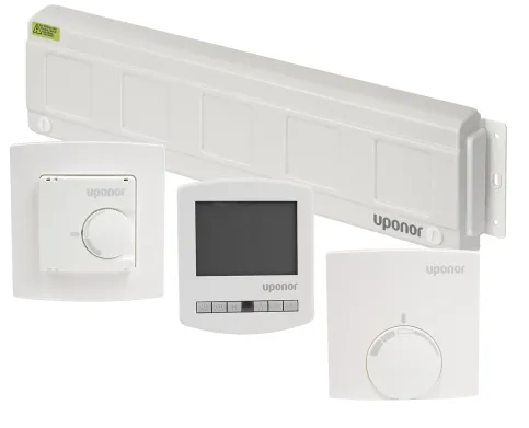 Komponenten der 230 V Raumtemperaturregelung Uponor Base