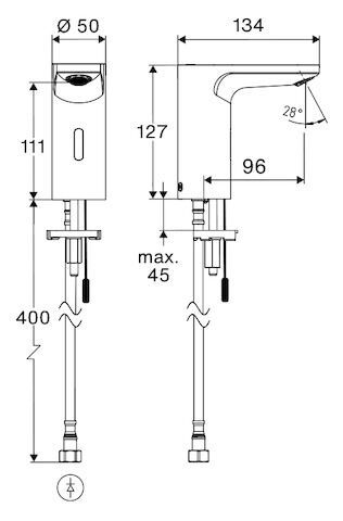 SCHELL Waschtisch-Armatur CELIS E, Elektronisch², HD-K - Hochdruck Kaltwasser / vorgemischtes Wasser, Time-of-Flight-Sensor-Einlocharmatur, G 3/8 IG, chrom