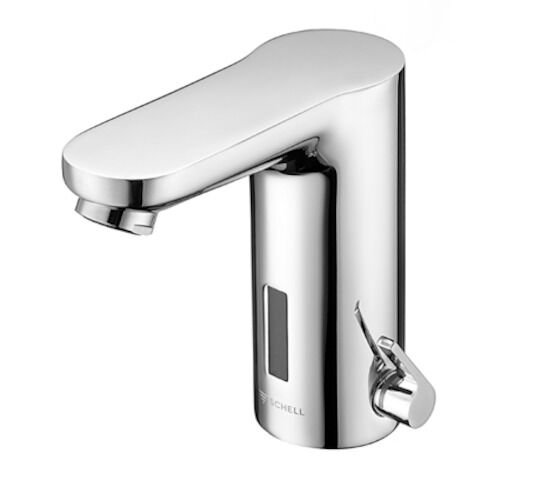 SCHELL Waschtisch-Armatur CELIS E, Elektronisch, HD-M - Hochdruck Mischwasser, Infrarot, Unterputznetzteil 9 VDC, 100 - 240 VAC, 50 - 60 Hz, 2x G 3/8 IG, chrom