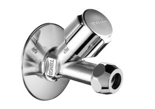 SCHELL Schrägsitzventil COMFORT, COMFORT-Griff, Rosette Ø 54 mm (Tiefe 3 mm), DN 10 G 3/8 AG, Ø 10 mm (DN 10 G 3/8 AG), chrom