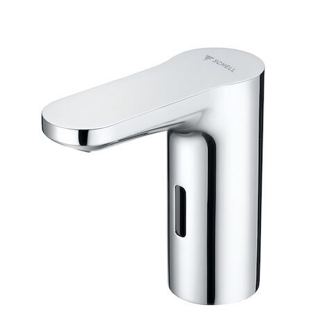 SCHELL Waschtisch-Armatur CELIS E, Elektronisch², HD-K - Hochdruck Kaltwasser / vorgemischtes Wasser, Time-of-Flight-Sensor-Einlocharmatur, Batteriefach 6 V, Schutzklasse IP 65, G 3/8 IG, chrom