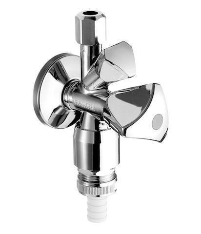 SCHELL Kombi-Eckventil, RFV im Abgang Geräteanschluss, RB im Abgang Geräteanschluss, DN 15 G 1/2 AG mit ASAG easy, Ø 10 mm (DN 10 G 1/2 AG), Schlauchverschraubung Ø 14,5 mm (DN 20 G 3/4 AG), chrom