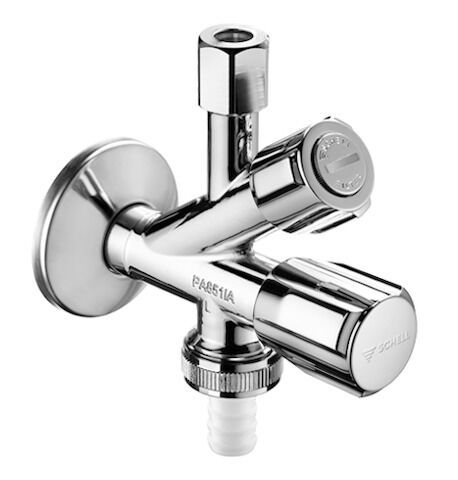 SCHELL Filter Kombi-Eckventil, Filter (Maschenweite: 250 µm), RFV im Abgang Geräteanschluss, DN 15 G 1/2 AG, Ø 10 mm (DN 10 G 3/8 AG), Schlauchverschraubung Ø 14,5 mm (DN 20 G 3/4 AG), chrom