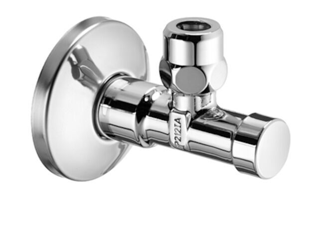 SCHELL Eckventil mit Regulierfunktion und gesicherter Betätigung, Gesicherte Betätigung, Schubrosette Ø 54 mm, DN 15 G 1/2 AG, Ø 10 mm (DN 10 G 3/8 AG), chrom