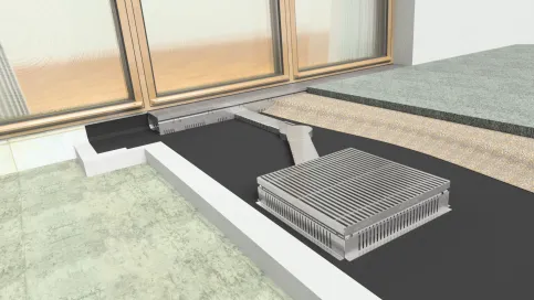 MONSUN® Stichkanal für die zuverlässige und schnelle Wasserführung mit systemgerechtem Anschluss an Entwässerungsrinne und Terrassenbausatz