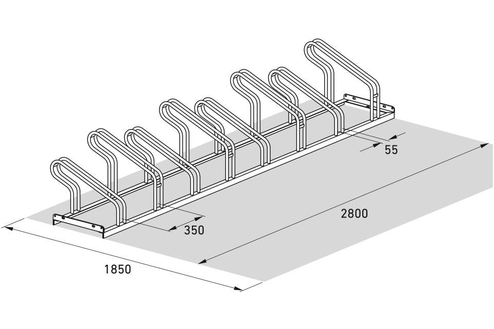 Bügelparker 1058 mit 8 Einstellplätzen einseitig