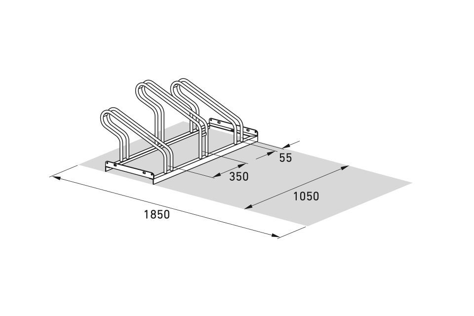 Bügelparker 1053 mit 3 Einstellplätzen einseitig