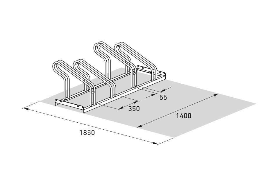 Bügelparker 1054 mit 4 Einstellplätzen einseitig
