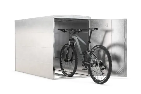 Die BikeBox 1 Basic aus robustem, korrosionsgeschtztem Stahlblech eignet sich ideal für Fahrräder aller Größen.