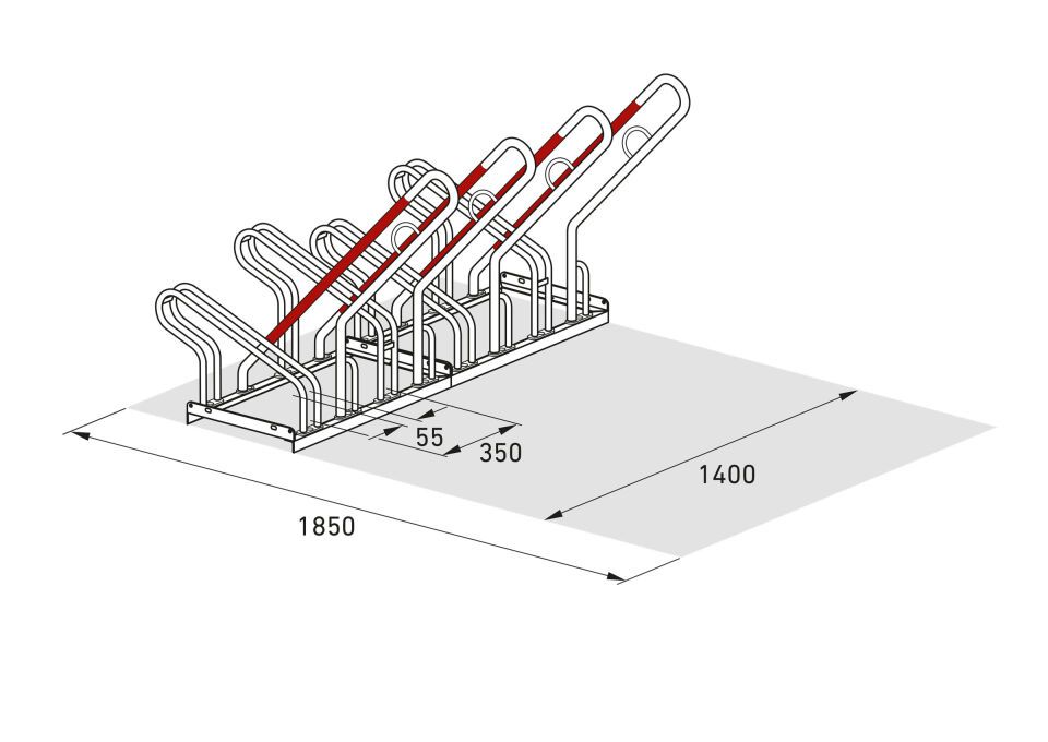 Anlehnparker 2504 mit 4 Einstellplätzen einseitig