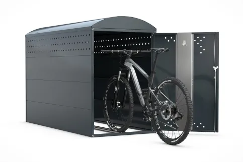 Die BikeBox 1 bietet effektiven Rundumschutz für Fahrräder aller Größen.