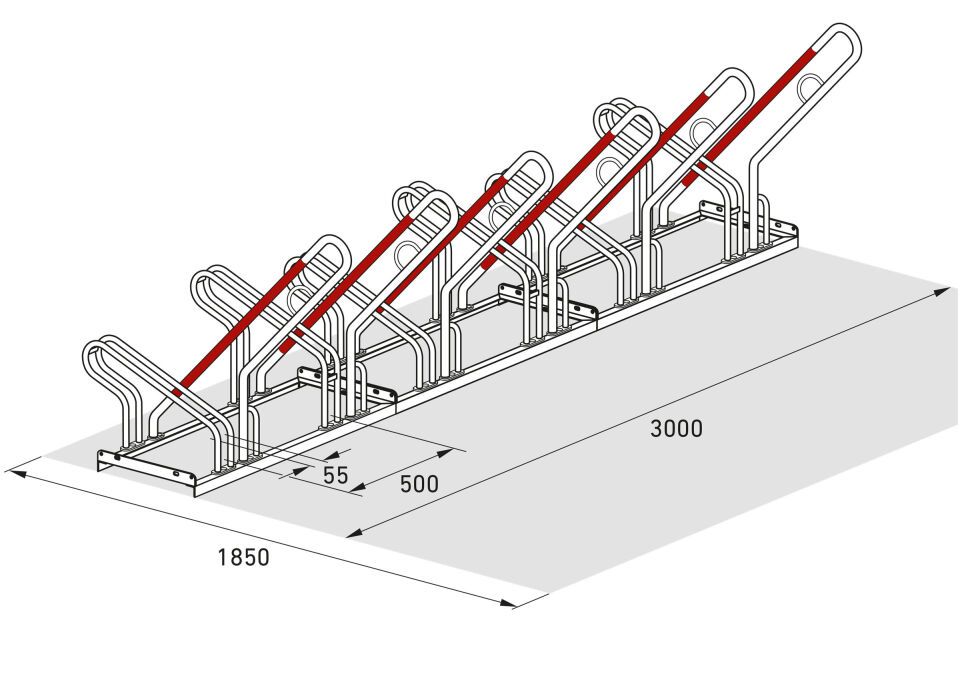 Anlehnparker 2506 XBF mit 6 Einstellplätzen einseitig