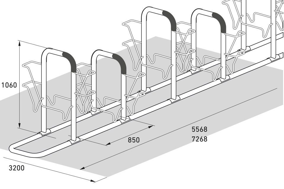 Fahrradanlehnsystem 6116 mit 16 Einstellplätzen zweiseitig