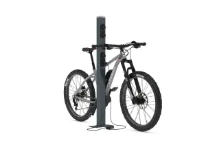 E-Bike Ladesäule mit integrierter 230V-Schutzkontakt-Steckdose (IP54)