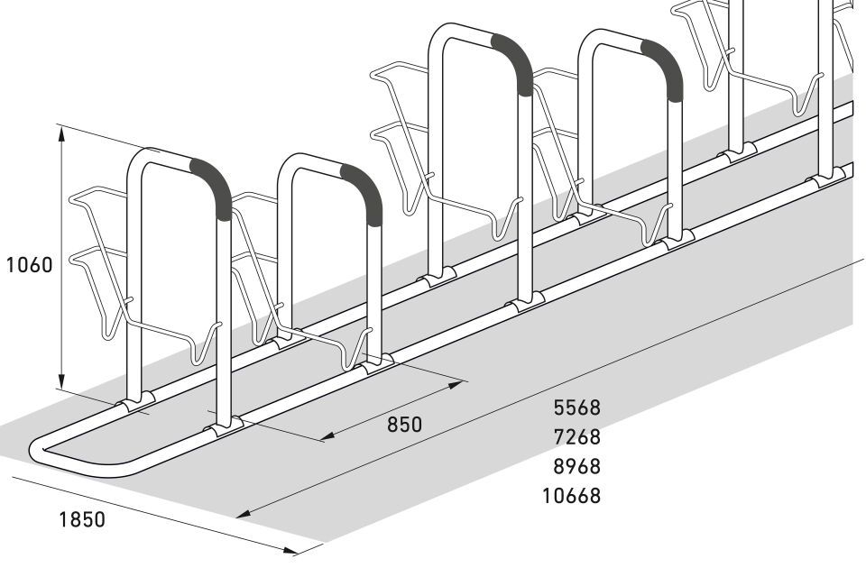 Fahrradanlehnsystem 6006 mit 6 Einstellplätzen einseitig