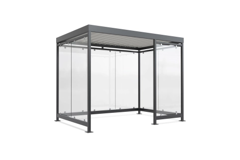 Das Überdachungssystem „Köln“ vereint Eleganz, Vielseitigkeit und Flexibilität.