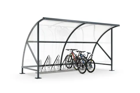 Das Überdachungssystem „Bamberg“ bietet eine praktische Lösung für Fahrräder und E-Bikes.