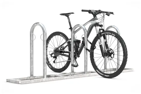 Das TRACK System ist ein robustes, kostengünstiges Fahrrad-Anlehnsystem für 2 bis 12 Fahrräder, das keine Fundamentarbeiten benötigt.