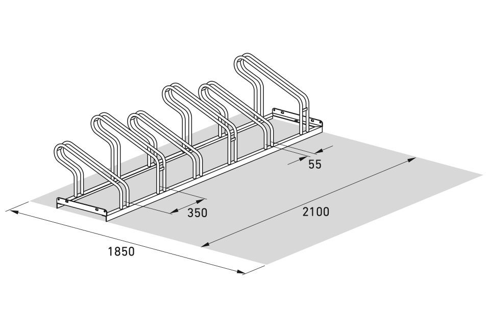 Bügelparker 1056 mit 6 Einstellplätzen einseitig