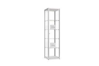 Factory 100 mit einer Tiefe von 500 mm und 4 Glasfachböden