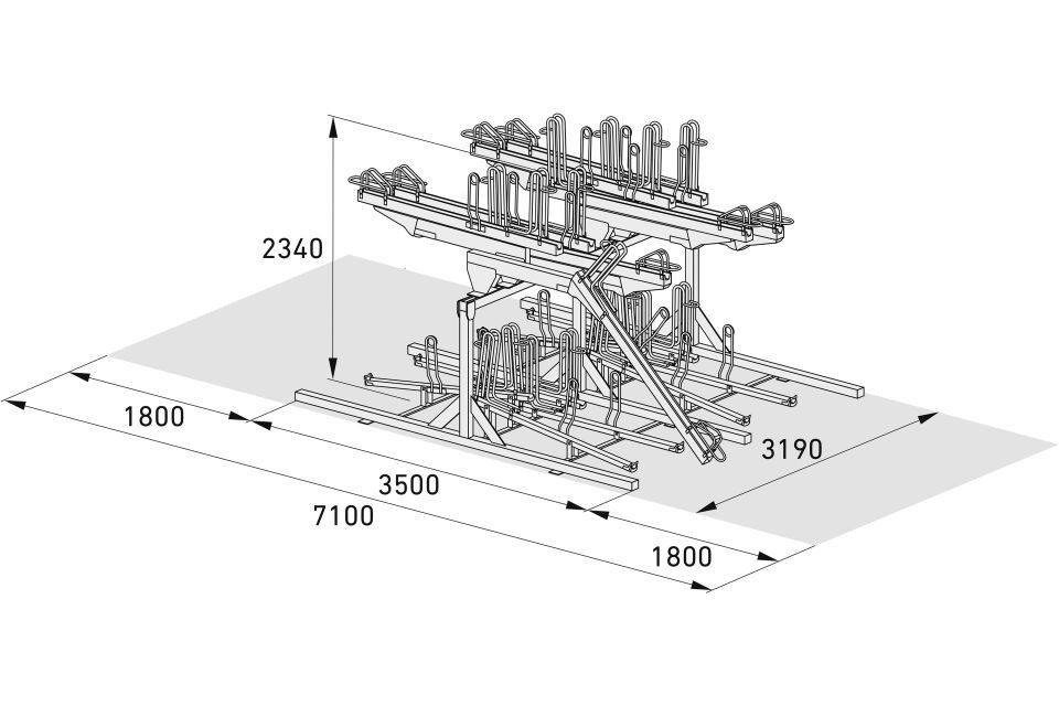 Fahrradparksystem Doppelstockparker BikeHub Premium