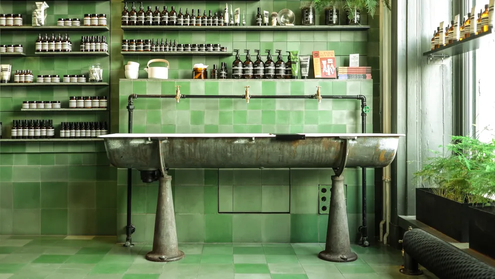 Aesop Shop, Berlin. Zementmosaikplatten N° 53, 053, 22, 022