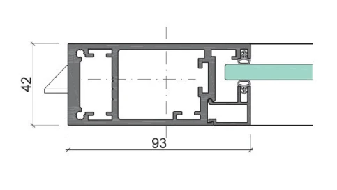 ART42 Aluminum-Rahmentür mit Dicke 42 mm, für Glasdicke 8 -10 mm