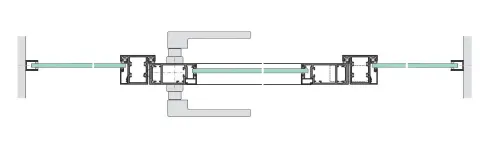Aluminium-Rahmentür ART42, einflügelig, mit Zargenprofi l KLS48 „schwimmend“ in Glaswand, mit verdecktem Bandsystem