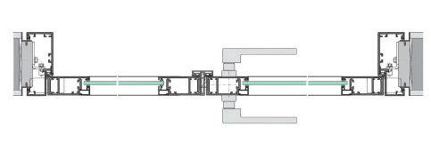 Aluminium-Rahmentür ART55, einflügelig mit Blockzarge BS48-N mit Türterminal und umlaufender Glaswand