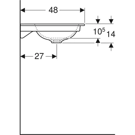 GE ONE Möbelwaschtisch 105x48 cm m.Hl., o.Ül., weiß, KeraTect