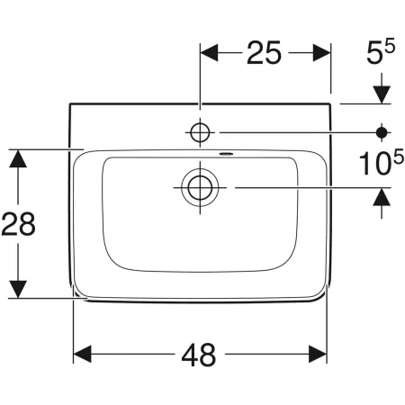 GE Renova Plan Aufsatz-HWB 50x38cm m. Hahnloch, m. Ül., weiß, KeraTect