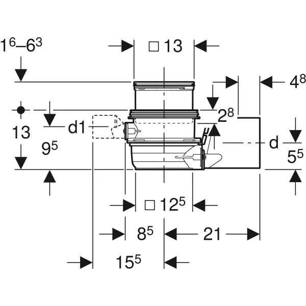 GE Bodenablauf Varino horizontal d110