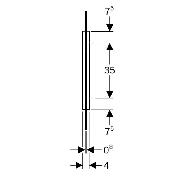 GE Urinaltrennwand, Halter: schwarzmatt Glas: anthrazit / satiniert