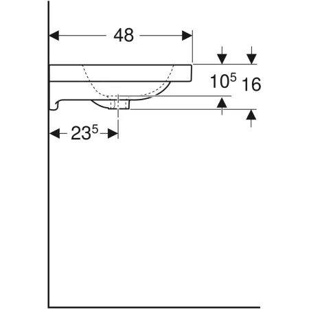 GE iCon Light Waschtisch 75x48cm mit Hahnloch, mit Ül., weiß, KeraTect