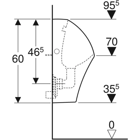 GE Narva Urinal Zul. hi., Abg. hi., weiß, KeraTect