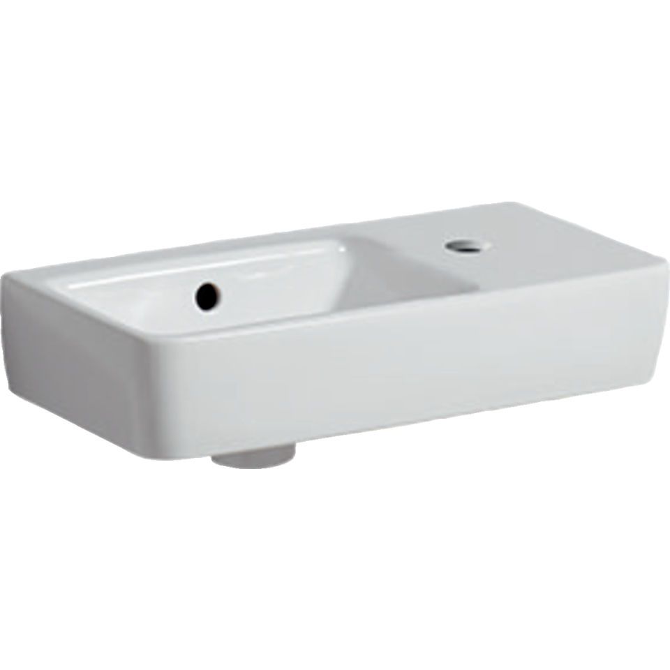 GE Renova Compact HWB, verk. Ausladung 50x25cm, Hl. rechts, m. Ül., weiß, Tect