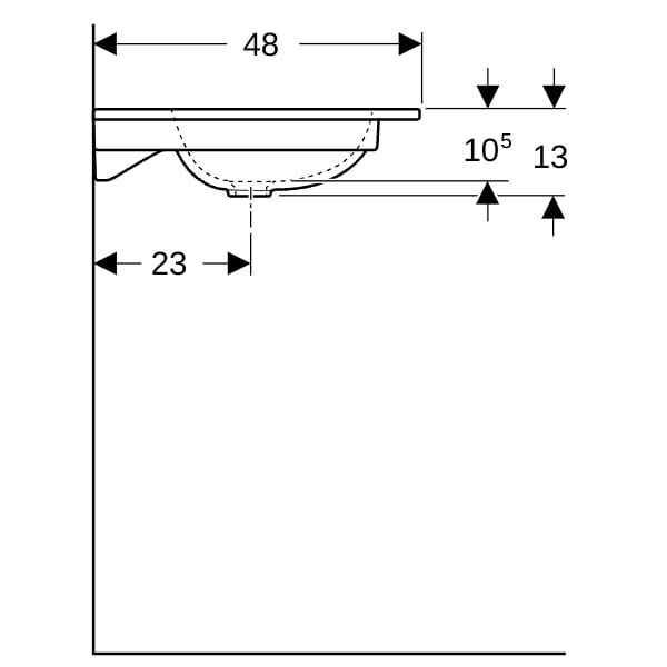 GE iCon Möbelwaschtisch 120x48cm ohne Hahnlöcher, o. Überlauf, weiß