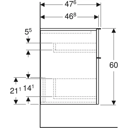 GE iCon Seitenschrank, 2 Schubladen 45x60x47,6cm, weiß hgl./Gr. weiß matt