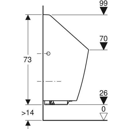 GE Selva Urinal, für integr. Strg. Zulauf hinten, weiß