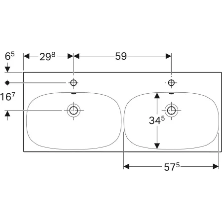 GE Acanto Doppel-WT f. US, 120x48cm einfache Bef., m. Hl., m. Ül., weiß