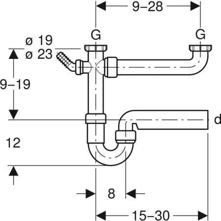 GE Rohrbogengeruchsverschluss für Spülbecken