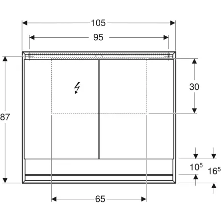 GE ONE Spiegelschrank mit Ni/Comf.Light 2 Türen, AP-Mont., 105x90x15cm, weiß
