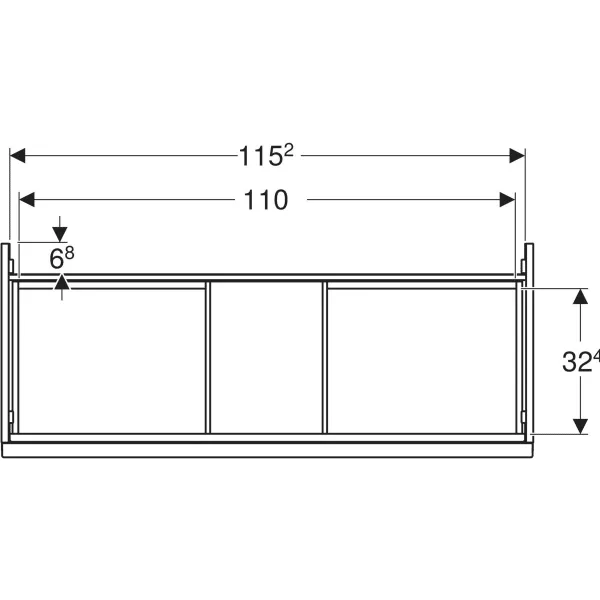 GE Acanto US für WT B:120cm, 1 Schubl. 1 i.Schubl., weiß hgl./Glas weiß